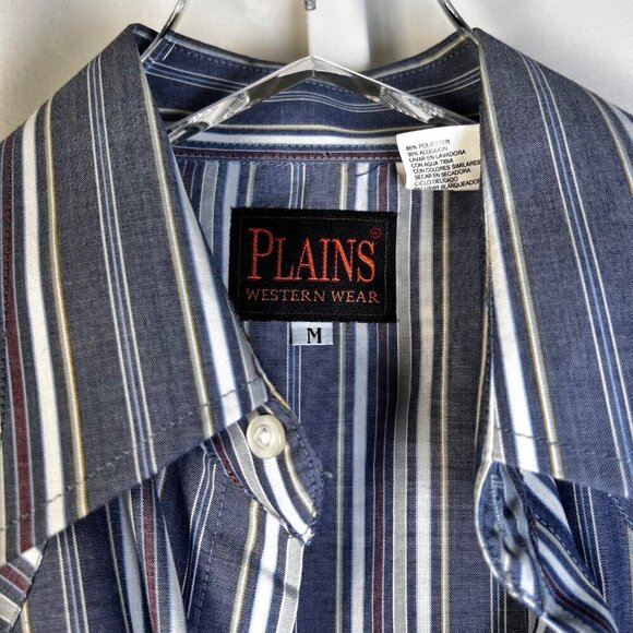 Plains Western Wear Medium Men Pearl Snap Plaid Shirt Rodeo Outdoors - Picture 5 of 5